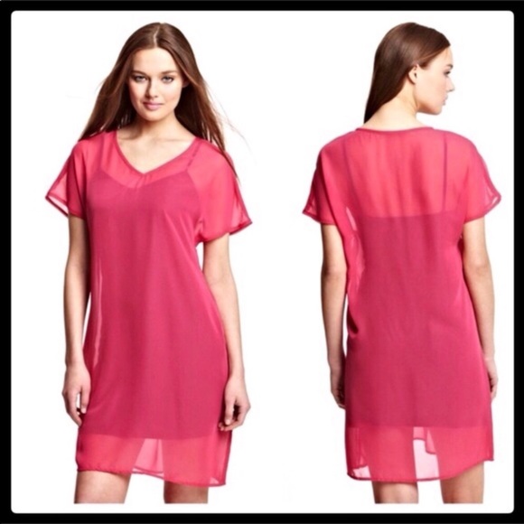SWIM COVERUP SHEER V-NECK TUNIC MINI DRESS - Picture 2 of 8